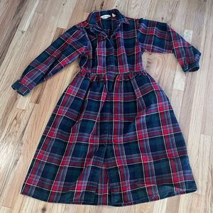 American Vintage Red and Blue Plaid Midi Dress